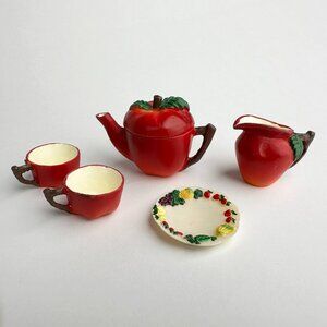 Vintage 1993 Summco Decorative Apple Miniature Tea Set
